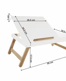 PC stoly KONDELA Melten stolík na notebook biela / bambus