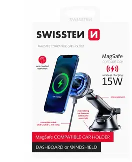 Držiaky na mobil Swissten magnetický držiak do auta s bezdrôtovým nabíjaním (MagSafe), 15W 65010610