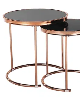 Konferenčné stolíky Konferenčné stolíky, set 2 ks, rose gold chróm ružová/čierna, MORINO