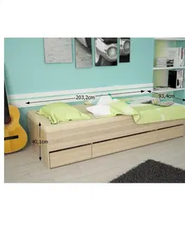 Postele KONDELA Matiasi 90 jednolôžková posteľ s úložným priestorom dub sonoma