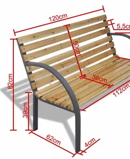 Záhradné lavice Železná záhradná lavička s drevenými latkami