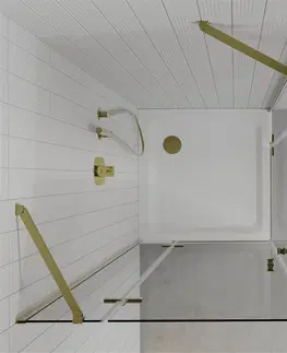 Vane MEXEN/S - Roma Duo sprchovací kút 70x70, transparent, zlatá + vanička so sifónom 854-070-070-50-02-4010G