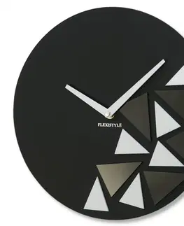 Hodiny Nástenné akrylové hodiny Triangles Flex z205-1, 30 cm, čierne matné