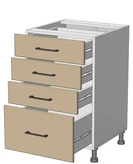 Kuchynské skrinky dolná skrinka so zásuvkami š.50, v.82, Modena LD31S5082, grafit / biely mat