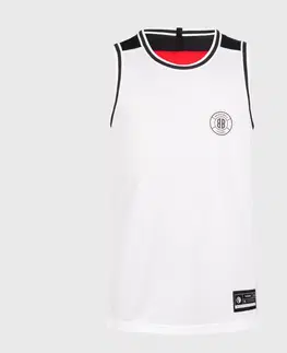 dresy Obojstranné basketbalové tielko unisex T500 bielo-červené