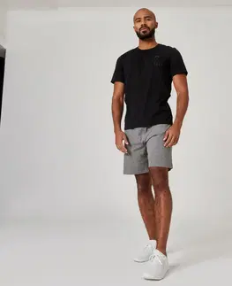 nohavice Pánske šortky 500 na fitness sivé