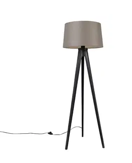 Stojace lampy Statív čierny s ľanovým odtieňom taupe 45 cm - Tripod Classic