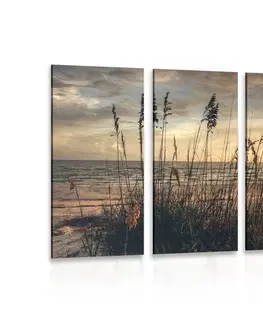 Obrazy prírody a krajiny 5-dielny obraz západ slnka na pláži