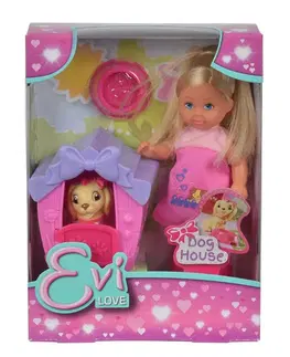 Hračky bábiky SIMBA - Bábika Evička Dog House