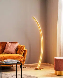 Stojacie lampy do obývačky Schuller Valencia Oblúková stojacia lampa Arcus LED so zlatým povrchom