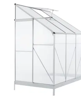 Záhradné skleníky Hliníkový bočný skleník 3 m² s 1 strešným oknom vrátane podlahových základov