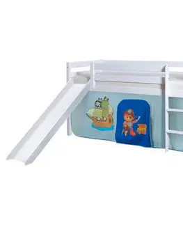 Vyvýšené detské postele Posteľ s priestorom na hru Manuel Záves Modrý, Tmavomodrý