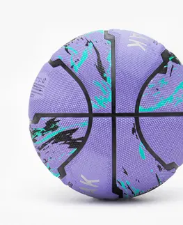 basketbal Basketbalová lopta veľkosť 6 R500 fialovo-tyrkysová