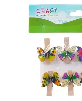Kreatívne a výtvarné hračky WIKY - Drevené štipce Motýle 8ks