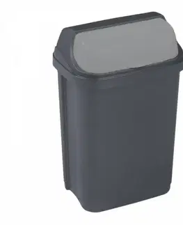 Odpadkové koše Kinekus Kôš na odpad so zasúvacím vekom 10 l, plastový, ROLL TOP, grafit