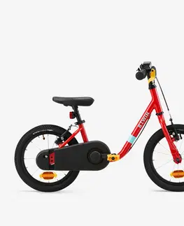 bicykle Detský bicykel s odrážadlom 2v1 Discover 500 3 až 5 rokov 14-palcový červený