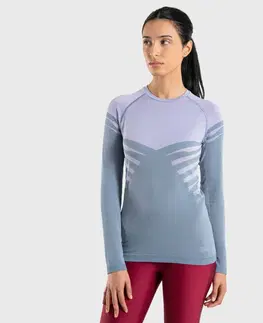 mikiny Dámske trailové tričko Seamless Confort s dlhým rukávom modro-fialové
