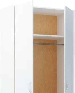 Šatníkové skrine VILMA 2D 2-dverová skriňa s vešiakovou tyčou, biela