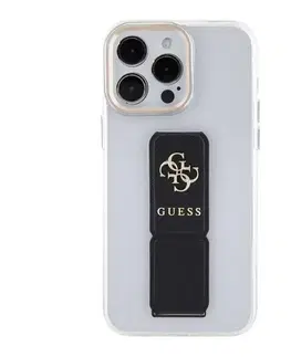 Puzdrá na mobilné telefóny Zadný kryt Guess PU Grip Stand 4G Metal Logo pre iPhone 15 Pro Max, čierna 57983117152