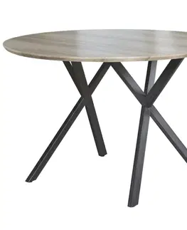 Jedálenské stoly KONDELA Akton okrúhly jedálenský stôl sivý dub / čierna