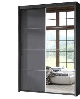 Šatníkové skrine Skriňa s posúvacími dverami, 150 cm, sivá, KAIPO