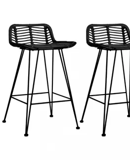 Barové stoličky Barové stoličky 2 ks ratan / kov Dekorhome Čierna