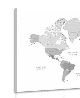 Obrazy mapy Obraz čiernobiela mapa sveta vo vintage vzhľade