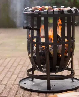 Záhradné ohniská Prenosné ohnisko s grilom čierna Dekorhome