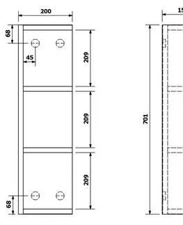 Kúpeľňa SAPHO - RIWA otvorená polica 20x70x15cm, ľavá/pravá, biela RIW250-0030