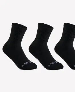 bedminton Detské tenisové ponožky RS100 vysoké 3 páry čierne
