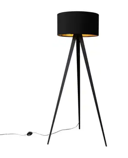Stojace lampy Inteligentná stojaca lampa čierna s čiernym tienidlom vrátane Wifi G95 - Ilse