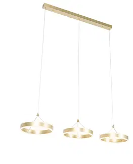 Zavesne lampy Závesné svietidlo mosadzné podlhovasté vrátane LED 3-stupňové stmievateľné 3-svetlo - Lyani