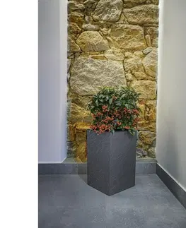 Kvetináče a truhlíky Flower Lover Samozavlažovací kvetináč Cubico Stone sivá, 27 x 42 cm