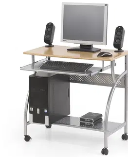 Písacie a pracovné stoly HALMAR B-6 pc stolík na kolieskach oceľ / jelša
