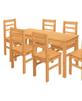 Jedálenské sety Jedálenský stôl 11164V + 6 stoličiek 1221V TORINO vosk