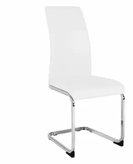 Stoličky Jedálenská stolička, biela/chróm, VATENA