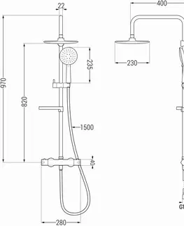 Sprchy a sprchové panely MEXEN/S - KX33 sprchový stĺp s termostatickou batériou čierna 771503391-70