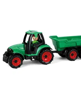 Hračky - dopravné stroje a traktory LENA - Auto Truckies traktor s vlečkou v krabici