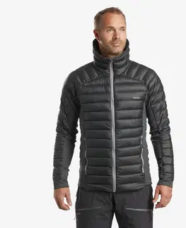 bundy a vesty Pánska lyžiarska páperová spodná bunda FR900 hrejivá a priedušná sivá
