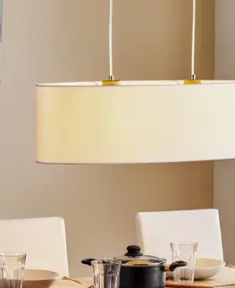 Závesné svietidlá BRITOP Závesná lampa Cassy s bielym textilným tienidlom