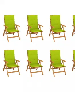 Zahradné stoličky Skladacia záhradná stolička s poduškami 8 ks teak / látka Dekorhome Červená