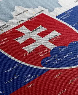 Obrazy mapy Obraz mapa Slovenska so štátnym znakom a okolitými štátmi
