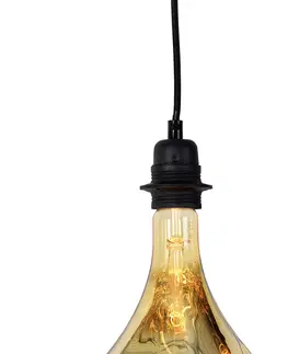 Zavesne lampy Závesná lampa čierna 3-svetlá vrátane LED jantárovej stmievateľnej - Cava Luxe