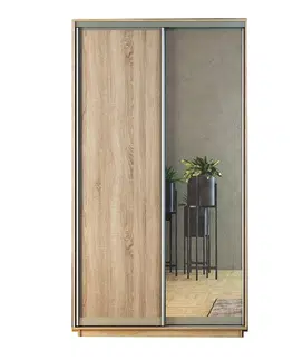 Šatníkové skrine TARA skriňa s posuvnými dverami 150, sonoma/zrkadlo/sonoma