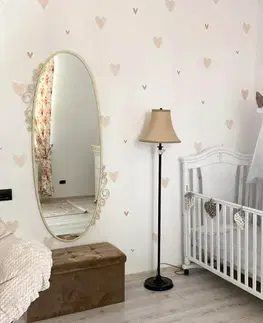 Nálepky na stenu Textilné nálepky na stenu - Béžové srdiečka do detskej izby