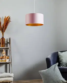 Závesné svietidlá Duolla Závesná lampa Golden Roller Ø 40 cm ružová/zlatá