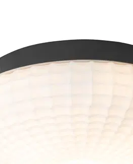 Vonkajsie stropne svietidla Klasické stropné svietidlo čierne s opálovým sklom 30 cm IP44 - Nohmi