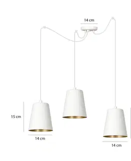 Závesné svietidlá EMIBIG LIGHTING Závesná lampa Link s tromi tienidlami biela
