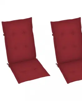 Zahradné stoličky Skladacia záhradná stolička s poduškami teak / látka Dekorhome Červená