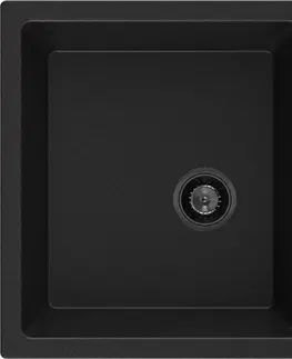 Kuchynské drezy MEXEN/S MEXEN/S - Tomas granitový drez 2-bowl 800 x 500 mm, čierna, + čierny sifón 6516802000-77-B
